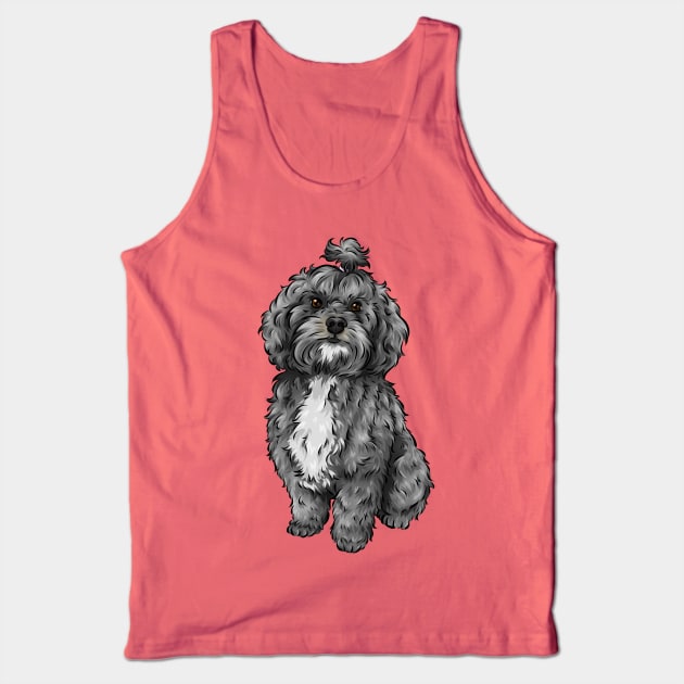 Cute Lhasapoo Dog | Lhasa Apso and Poodle Cross Tank Top by Shirin Illustration